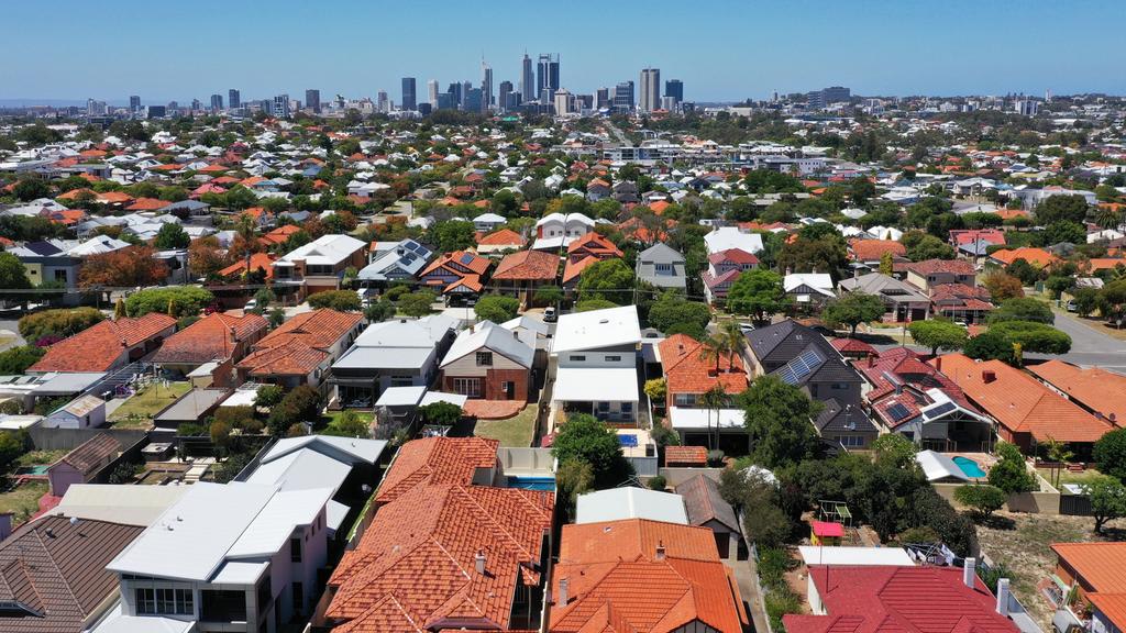 Aerial landscape view of Perth Western Australia